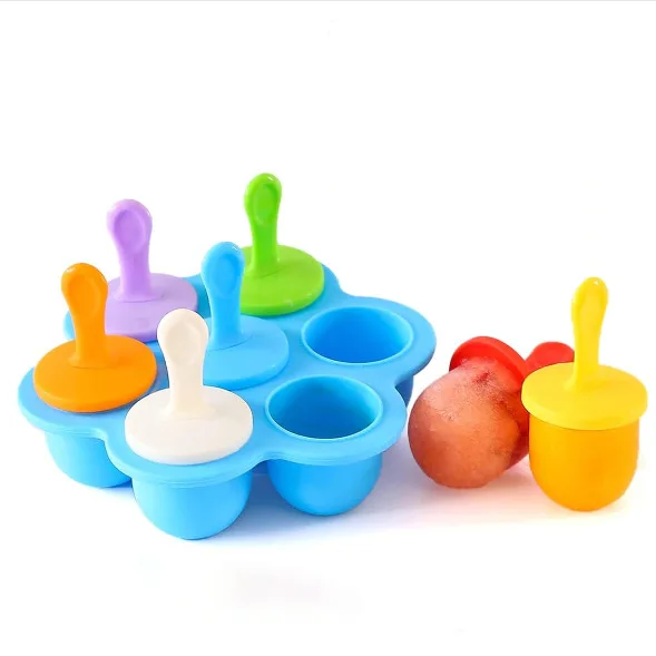 Hot Selling Eco-friendly Food Grade Silicone 7-Hole DIY Mold for Cute Homemade Fruit Milkshake and Ice Cream