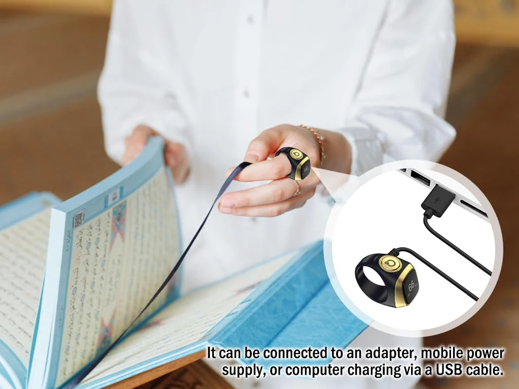 E01 Smart Ring Counter, Tasbih Zikr Ring, Muslim Islamic Prayer Smart Rings, Digital Electronic Smart Tally Counter for Prayer