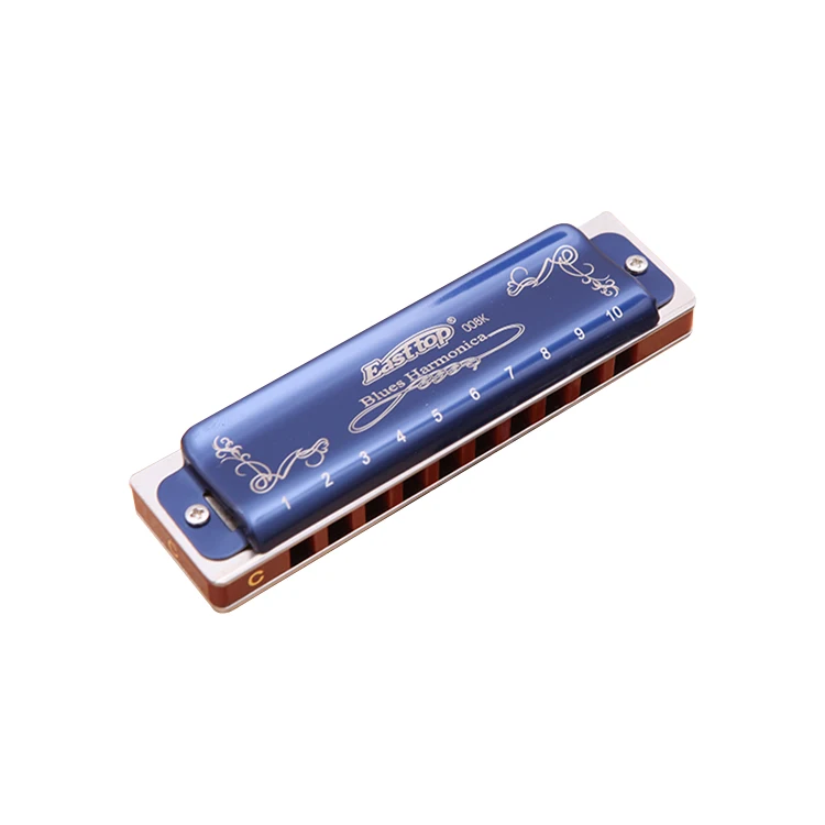 EAST TOP Diatonic Harps Metal Harmonica K 10 Holes Mouth Organ Musical Instrument for Adults Top Key of C T 008