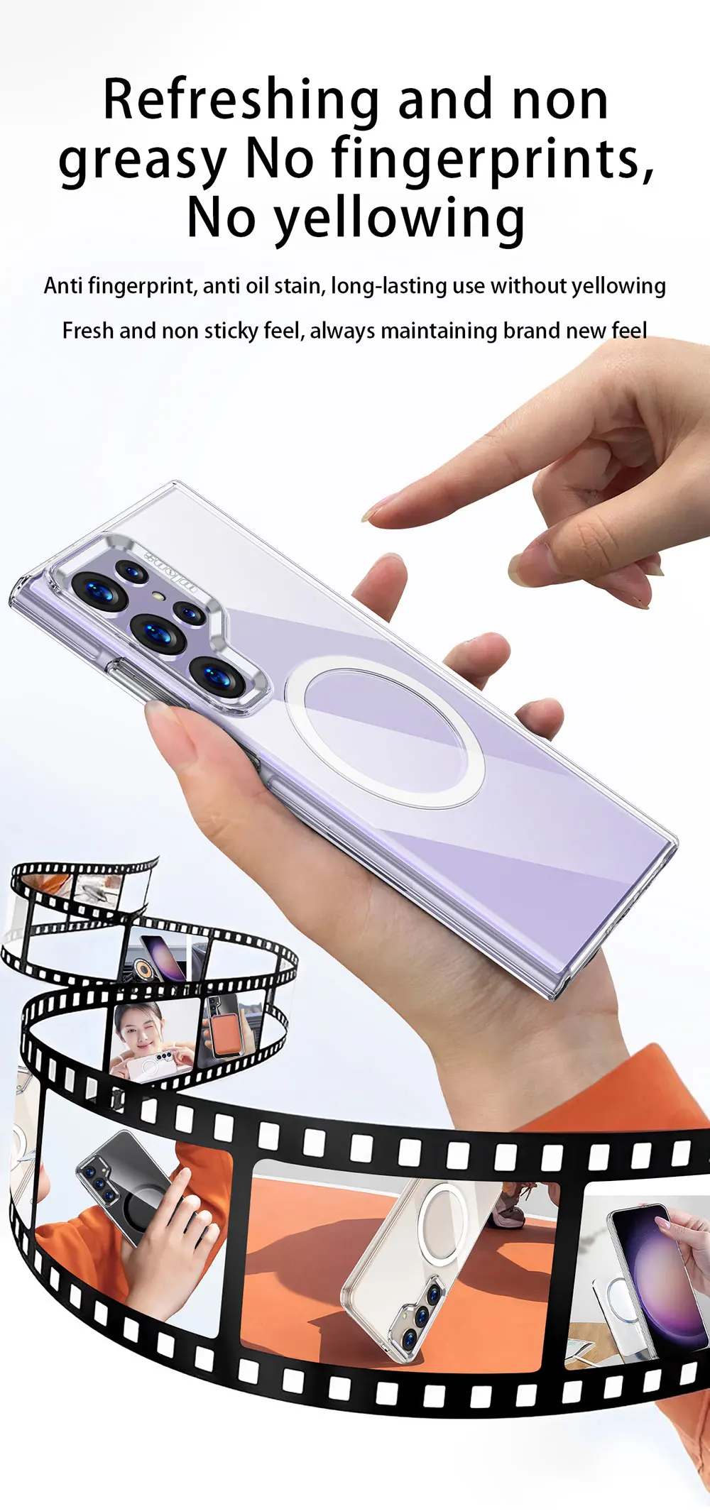 product clear case for samsung galaxy s24 plus ultra s24 camera protector magnetic ring phone transparent hard pc  wls83 wlons-3