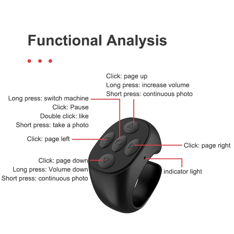For Bluetooth Wireless Scrolling Ring Tiktok Page Turner Fingertip Video Controller Made of Durable Plastic