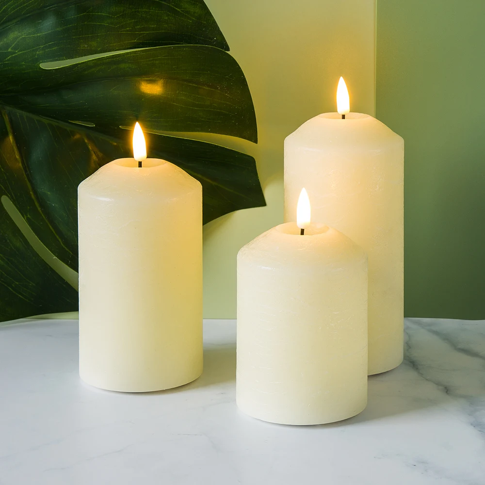 Лидер продаж от Matti объемная гофрированная стойка с настоящим пламенем украшение для дома Светодиодная свеча дистанционным