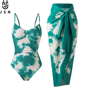 JSN 2026 New Customized print one piece bikini with high cut swim dress women's two piece beach swimsuit fashionable beachwear