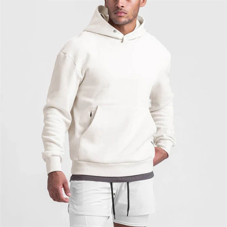High Quality Customized Logo Breathable Soft Button Hood Pullover Men Training Hoodies With Pocket