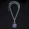 Platinum White Blue plated pendant with wild chain