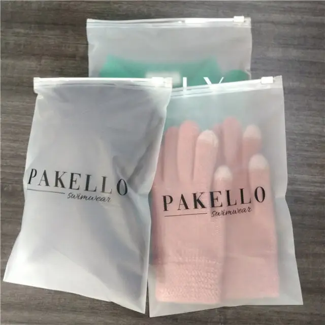 Custom Logo Transparent Clear Matte Zip Lock Plastic Socks Bikini Swimming Clothes Packaging Bag Customizable Zipper Closure