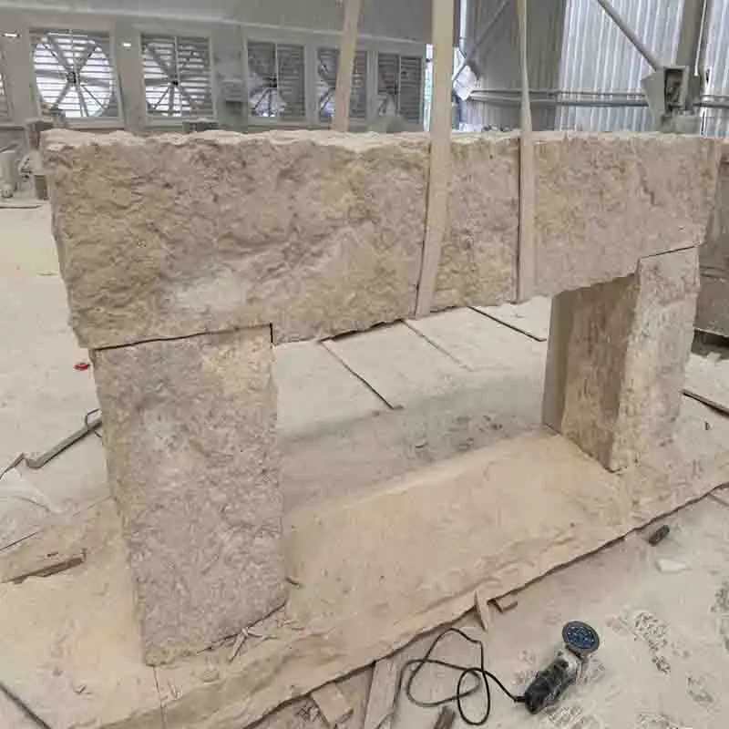 Modern Design Natural Surface Limestone Fireplace Indoor for Villa and Bathroom Application