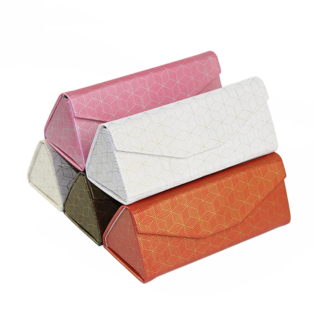 Дизайнерская Портативная Складная пластина розовый белый черный искусственная кожа ручной работы Оптический жесткий футляр солнцезащитные очки упаковочные аксессуары