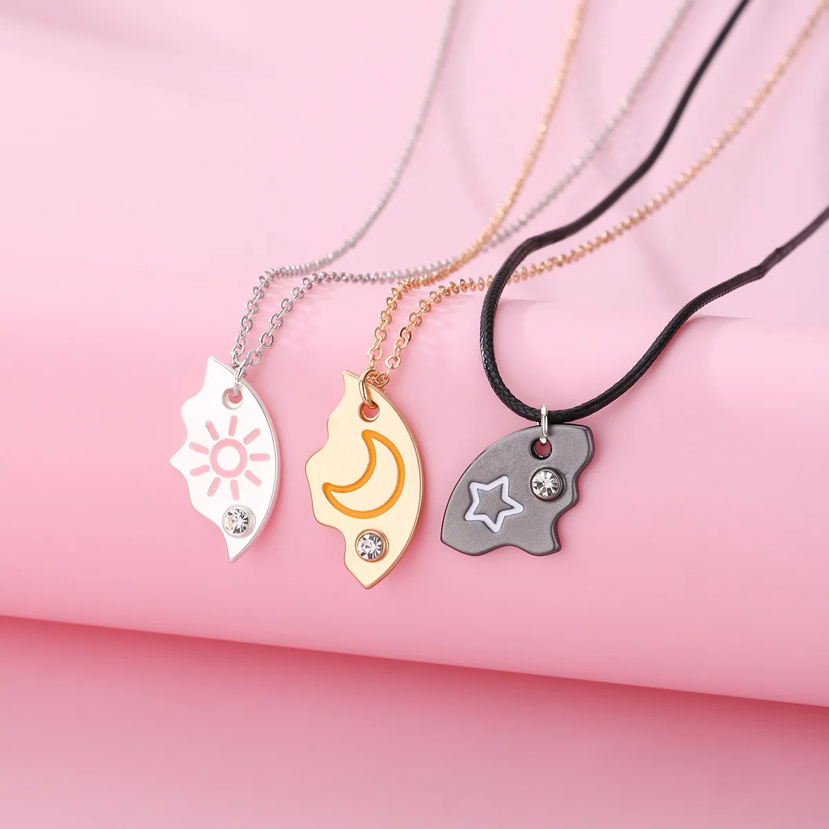 Collier Soleil Et Lune Pour Meilleure Amie - Acier Inoxydable, Longueur Ajustable - Cadeau Sœur, Mère, Couple