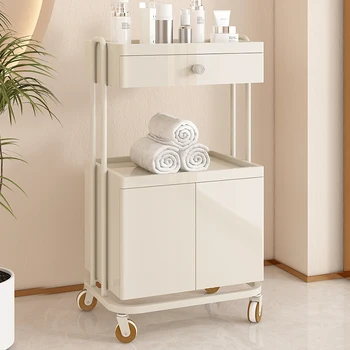 Salon Trolley with Universal Wheels, Storage Rolling Cart with Drawer, Barber Shop Tool Organizer for Hair Stylist,Metal Trolley