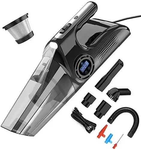 4 в 1 беспроводной светодиодный 2000 мАч перезаряжаемые автомобильный пылесос воздушный насос сильное всасывание 120 Вт Цифровой дисплей домашний автомобильный пылесос