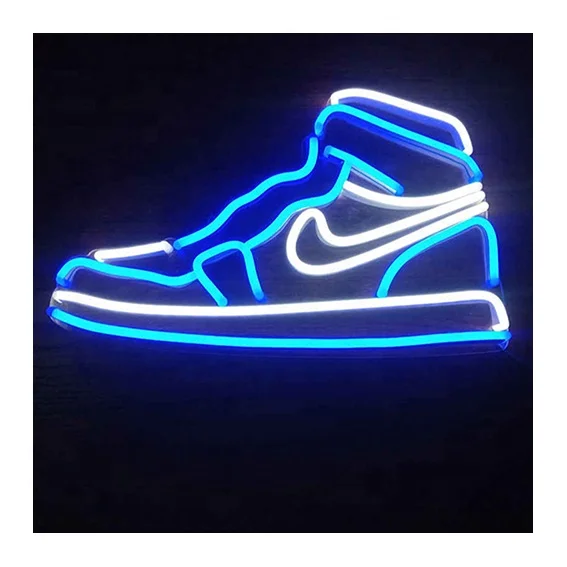 Drop Shipping Custom Shaped Led Flex Strip Small Sneaker Neon Light Sign LED Neon Tube Acrylic Back Plate DC 12V Theme Park PVC