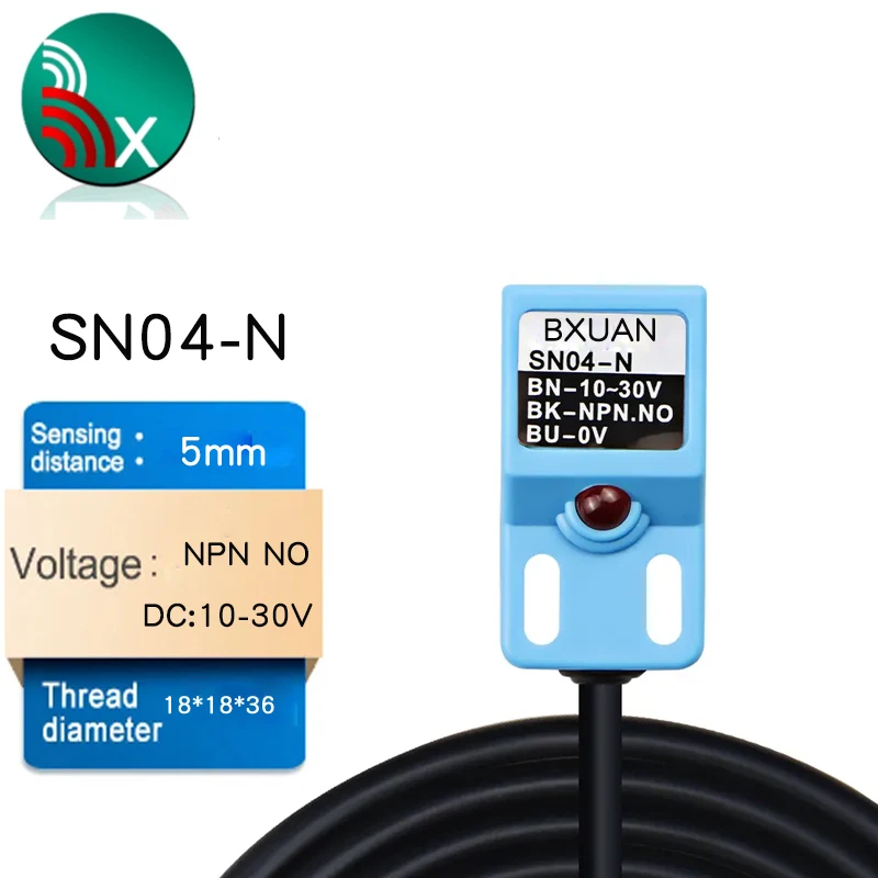 Proximity sensor 24v three wire output NPN NO detection distance 4mm square inductive proximity switch sensor manufacture