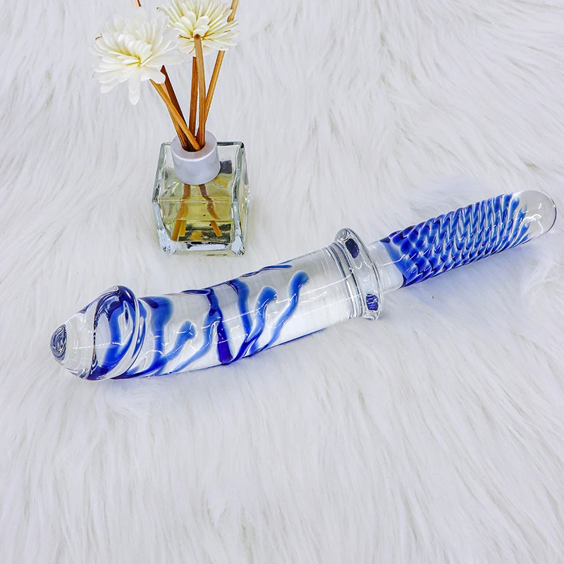 Big Simulation Dildo Blue Large Glass Anal Plug
