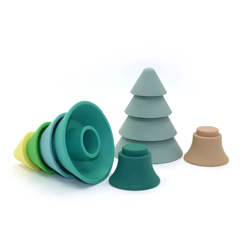 Серия рождественской елки детские мягкие строительные блоки силиконовый блок Прорезыватель цветные строительные блоки 3D Складная башня стек Наука для