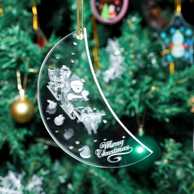 product factory wholesale cheaper glass pendant uv printing custom merry christmas ornament gifts christmas decoration supplier-51