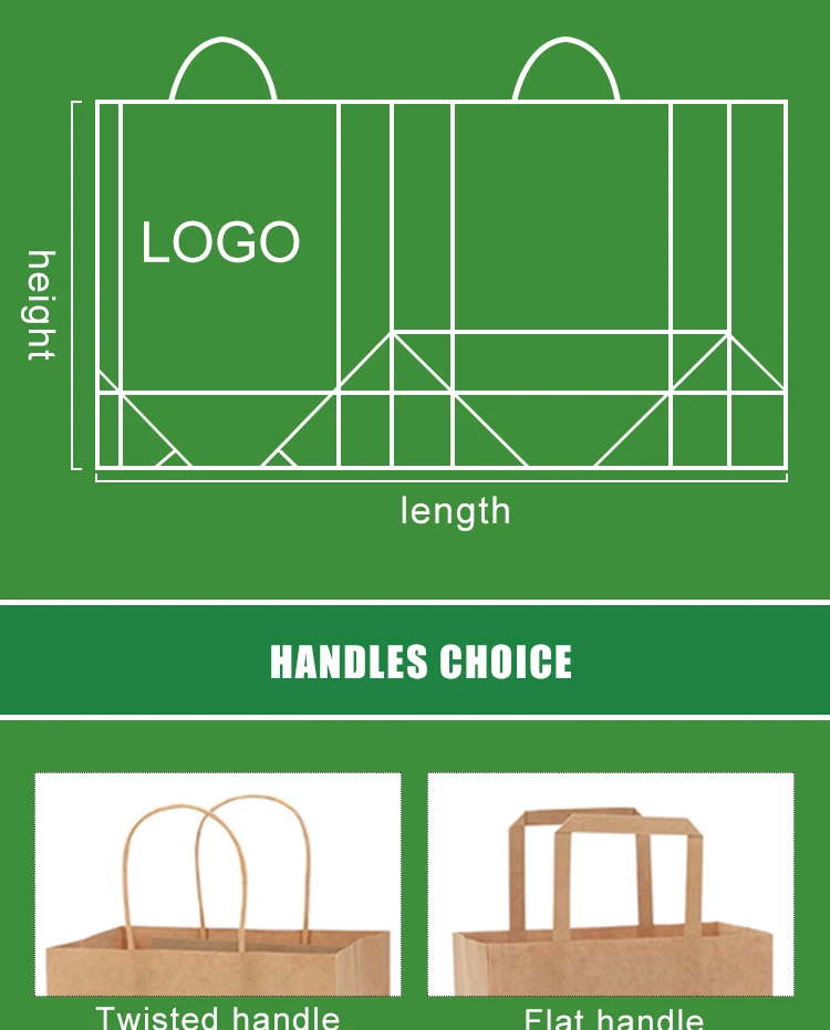 100 Recyclable Ecofriendly Reinforced Handle Craft Paper Bags,Custom