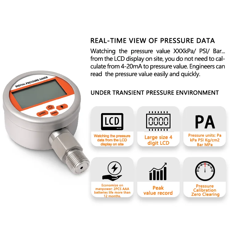 WTsensor Factory OEM ODM Pressure Manometer High Precision Low Price Intelligent Vacuum Pressure Gauge
