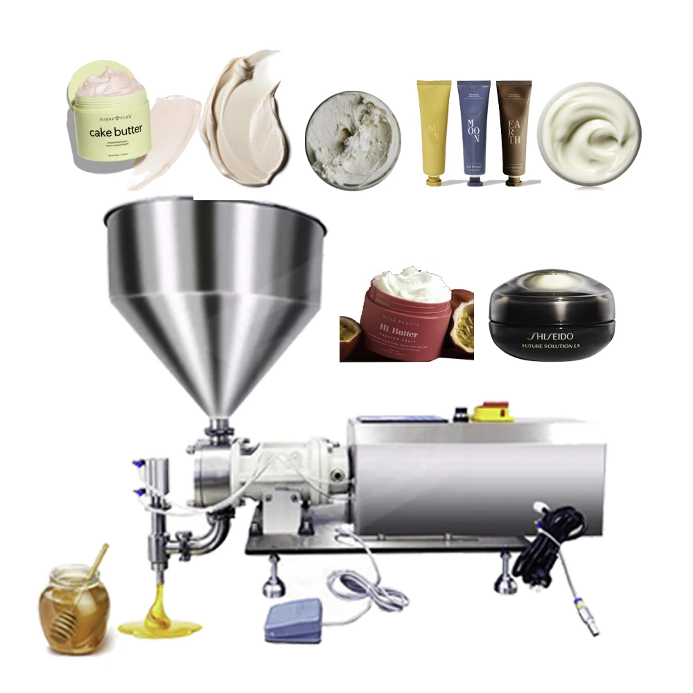 8 TS210 Semi Automatic Rotor Lobe Pump Filler Hard Peanut Butter Lid Balm Lotion Cream Jam Paste Honey Sauce Gel Filling Machine