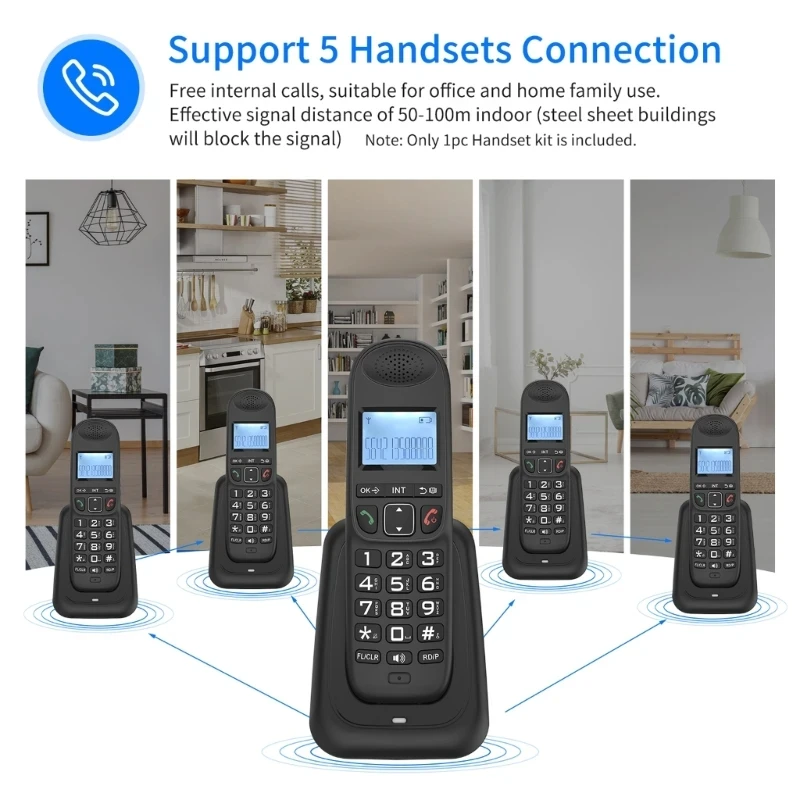 Expandable Cordless Phone System With 3 Lines Display Caller Id Hands