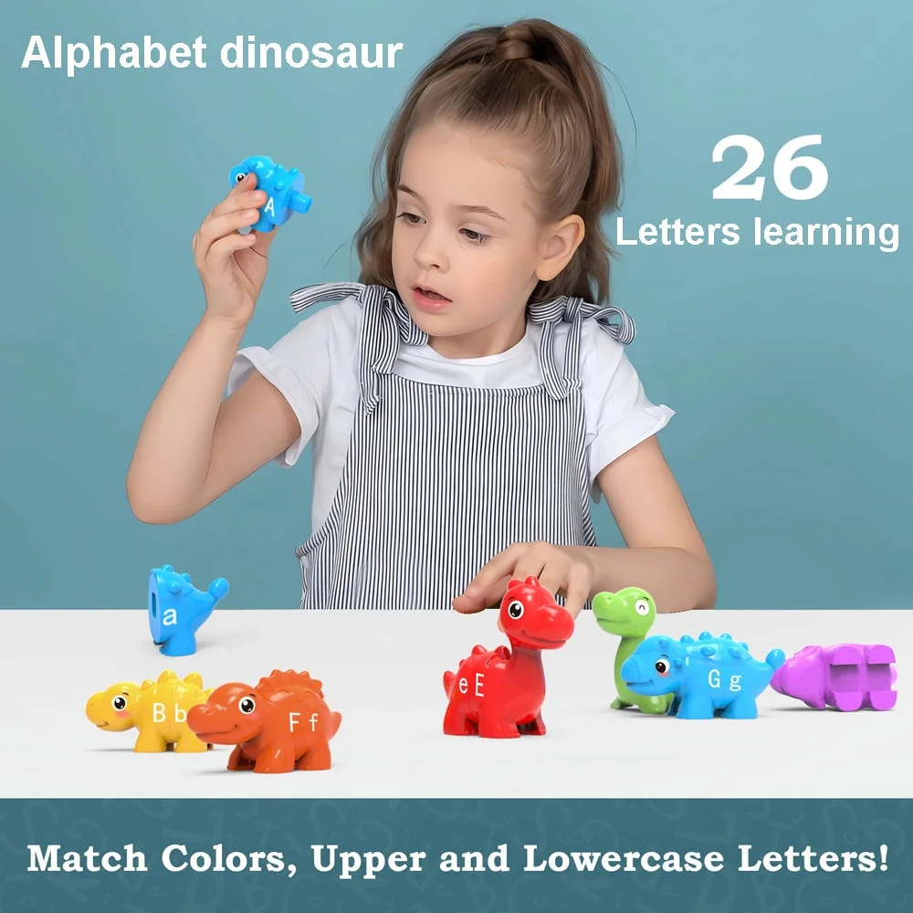 Gatuida Dino-Lernspielzeug Mit Alphabet & Zahlen - Montessori Spiel Für Kinder