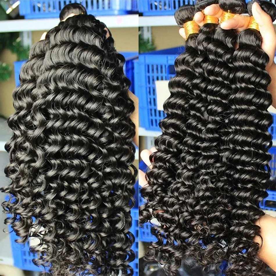30 32 pollici sciolti Deep Wave capelli umani bundles brasiliano ricci estensioni dei capelli grezzi_voghion.com