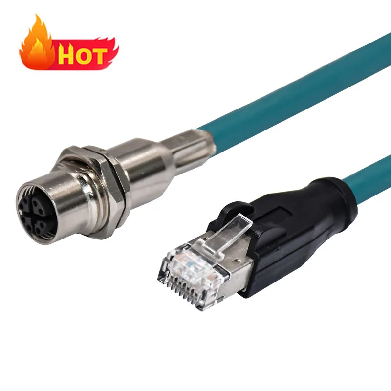 Rigoal Custom PUR cable jacket IP67 waterproof M12 X code to industrial RJ45 ethernet cable factory