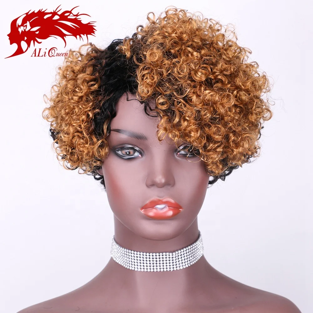 Ali Queen Pixie Cut Curly Human Hair Wigcolor Pixie Cut Curly Wigpixie Cut Human Hair Wigs For 