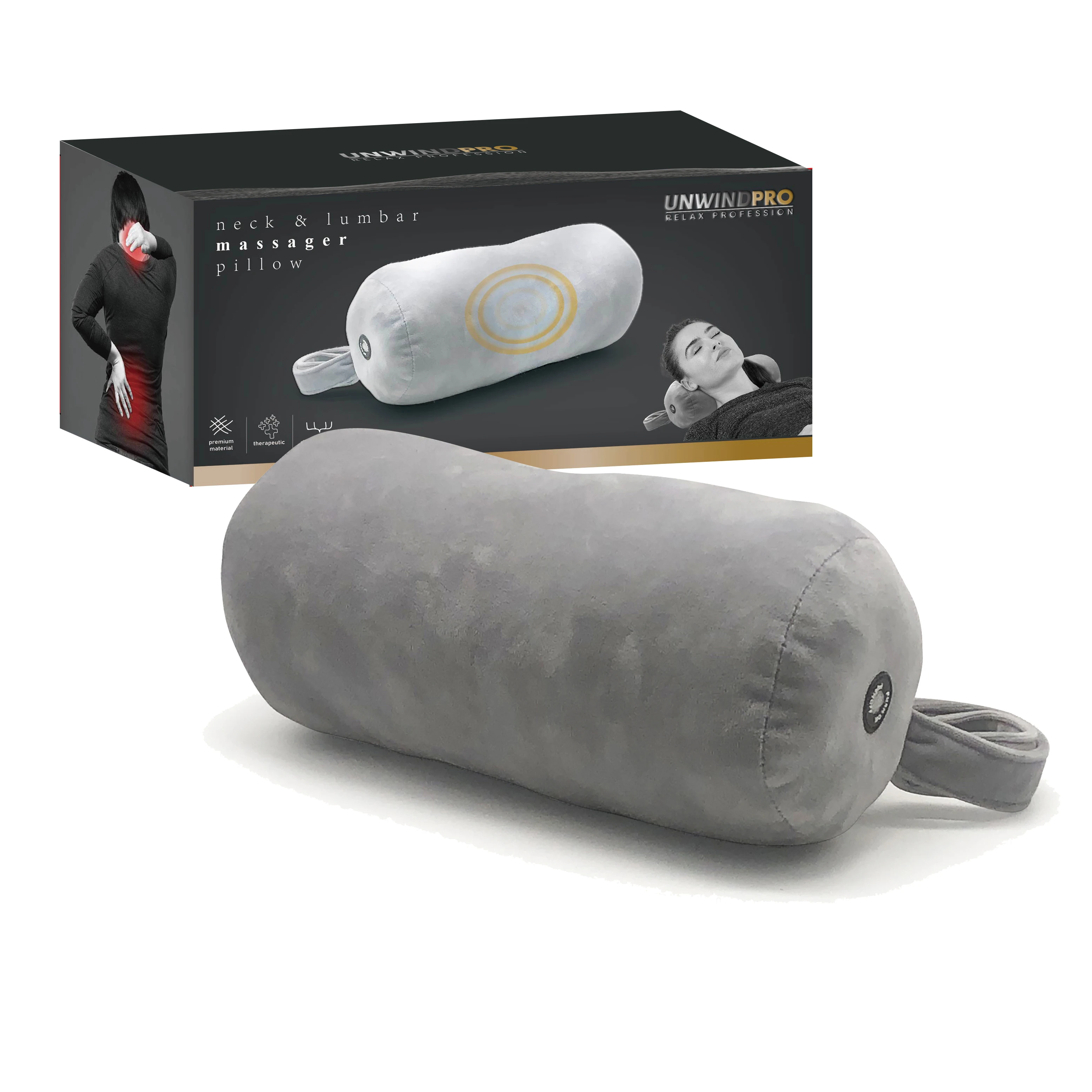 Kingworth Massager Vibrating Cylinder Neck Roll Relax Travel Pain Relief  Electric Massage Pillow