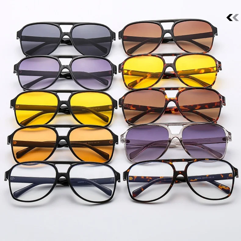 High Quality Fashion Brand Designer Oculos De Sol Custom logo Men Women Classic Aviation Style Orange Yellow Lens Sunglasses