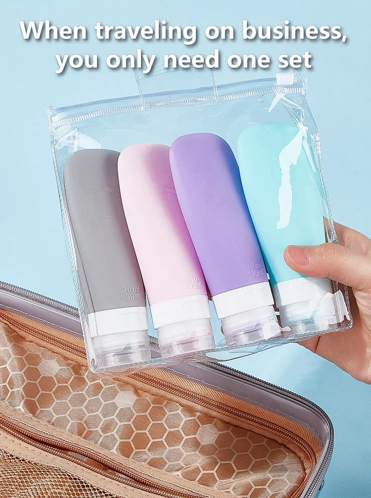 4 In 1 Portable Leak Proof Travel Cosmetic Squeeze Dispenser Refillable