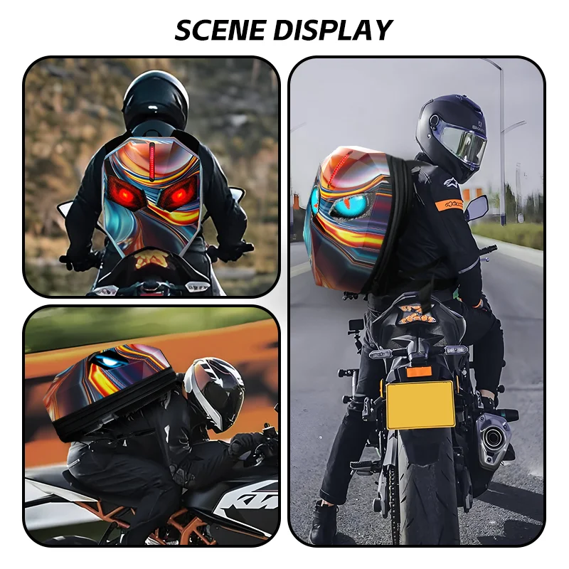 Smart LED Backpack Waterproof Expandable Motorcycle Bag