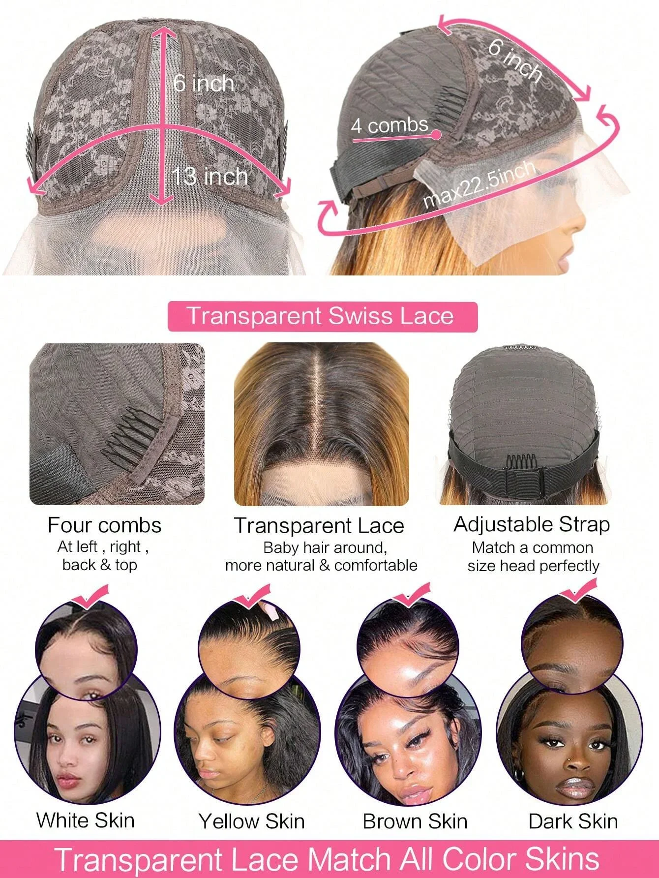 Perucas de cabelo humano liso T1B/30 coloridas 13X1 6x1 T Parte Lace Wig Peruca de renda frontal brasileira para mulheres Cabelo Remy_voghion.com