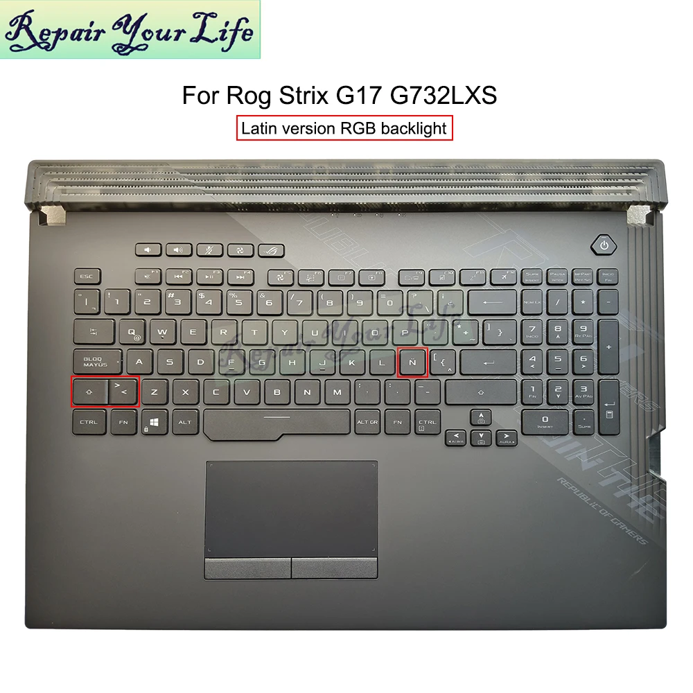 华硕ROG Strix G17 G732LXS带背光的拉丁笔记本电脑键盘，带触摸