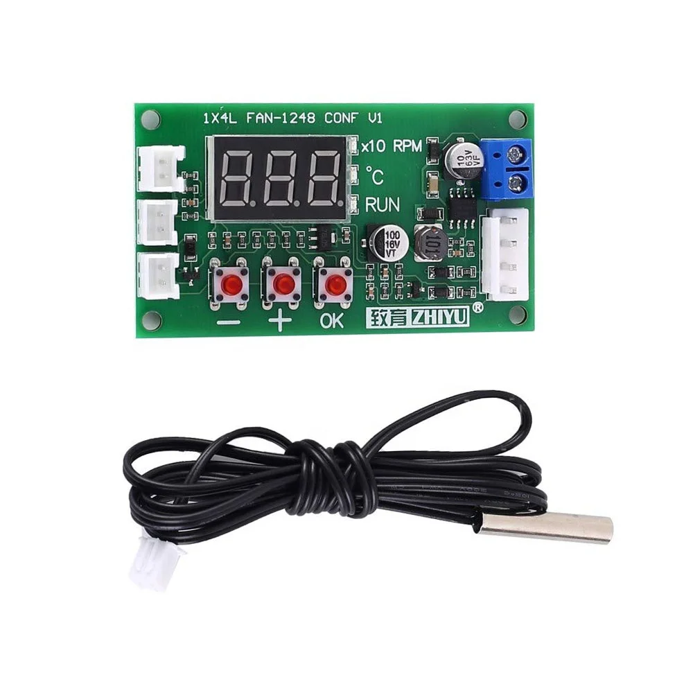 Contrôleur PWM Ventilateur PC 12V - Thermostat Réglable, Capteur Température, Buzzer Alarme - Refroidissement Silencieux