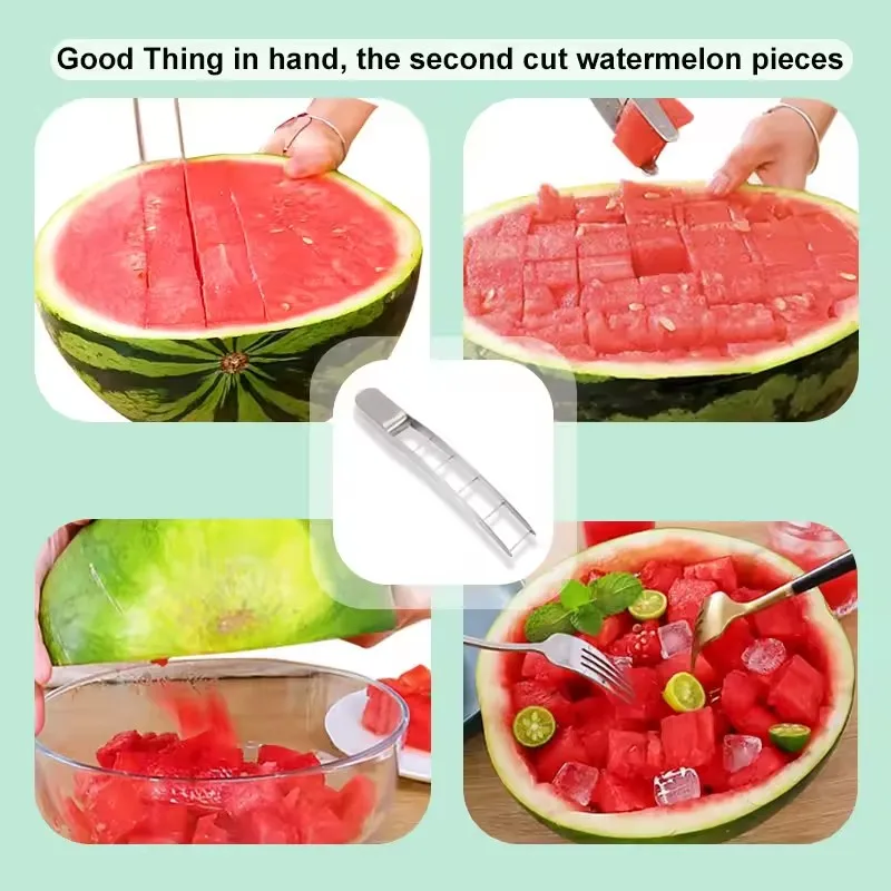 product multifunctional fruit cutting tool thickened stainless steel melon slicer watermelon cutter for fruit  vegetables cube knife-35