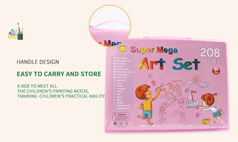 Детские игрушки художественные принадлежности «сделай сам» 208 шт. набор кистей для рисования с доской для рисования