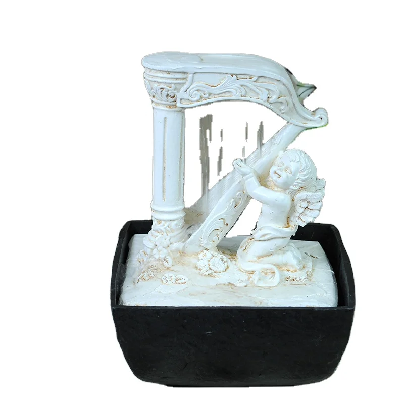 Resin Indoor Mini Angel Water Fountain for Table Decoration