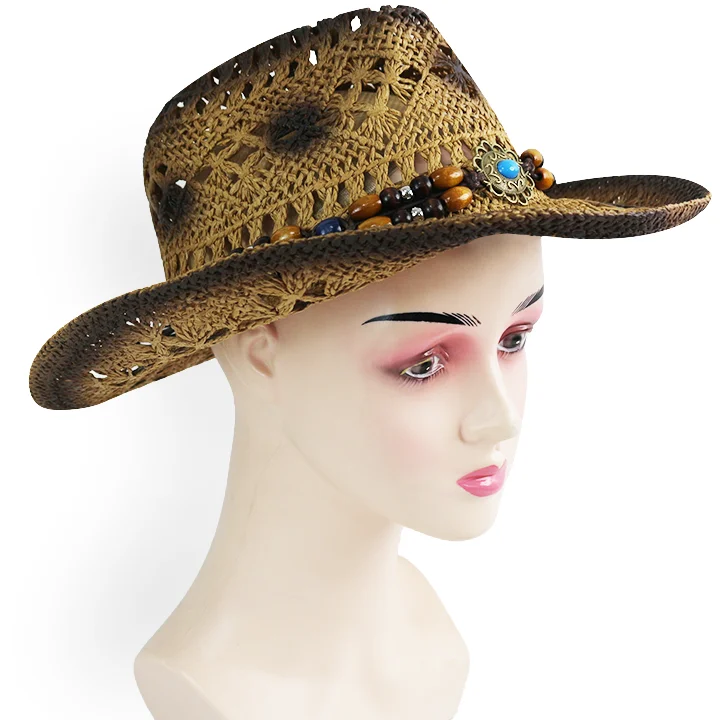 ST10 Popular Unisex Straw Summer Hats Designer Straw Cowboy Hat Western Straw Adult Hat Custom Logo_voghion.com