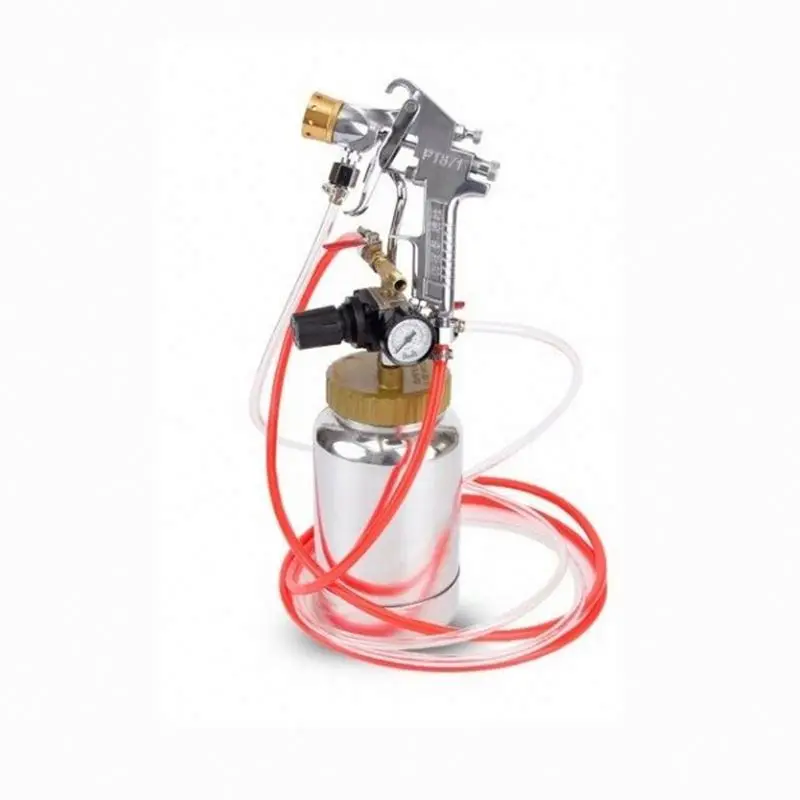 TEBAK Paint Spray Gun with 6 Holes Nozzle Paint Pressure Pot Pressure Paint Tank with Regulator Pressure Gauge and Fluid Tube