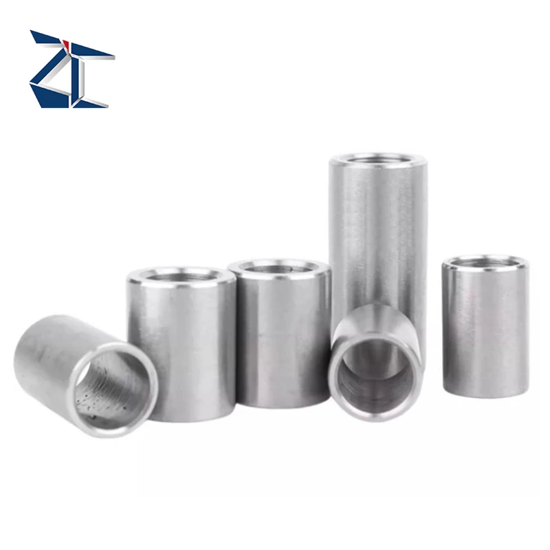 Factory Customized 304 stainless steel Nuts Rose Joint Adapter Round Threaded Sleeve Rod bar Stud Round Coupling Connector Nut