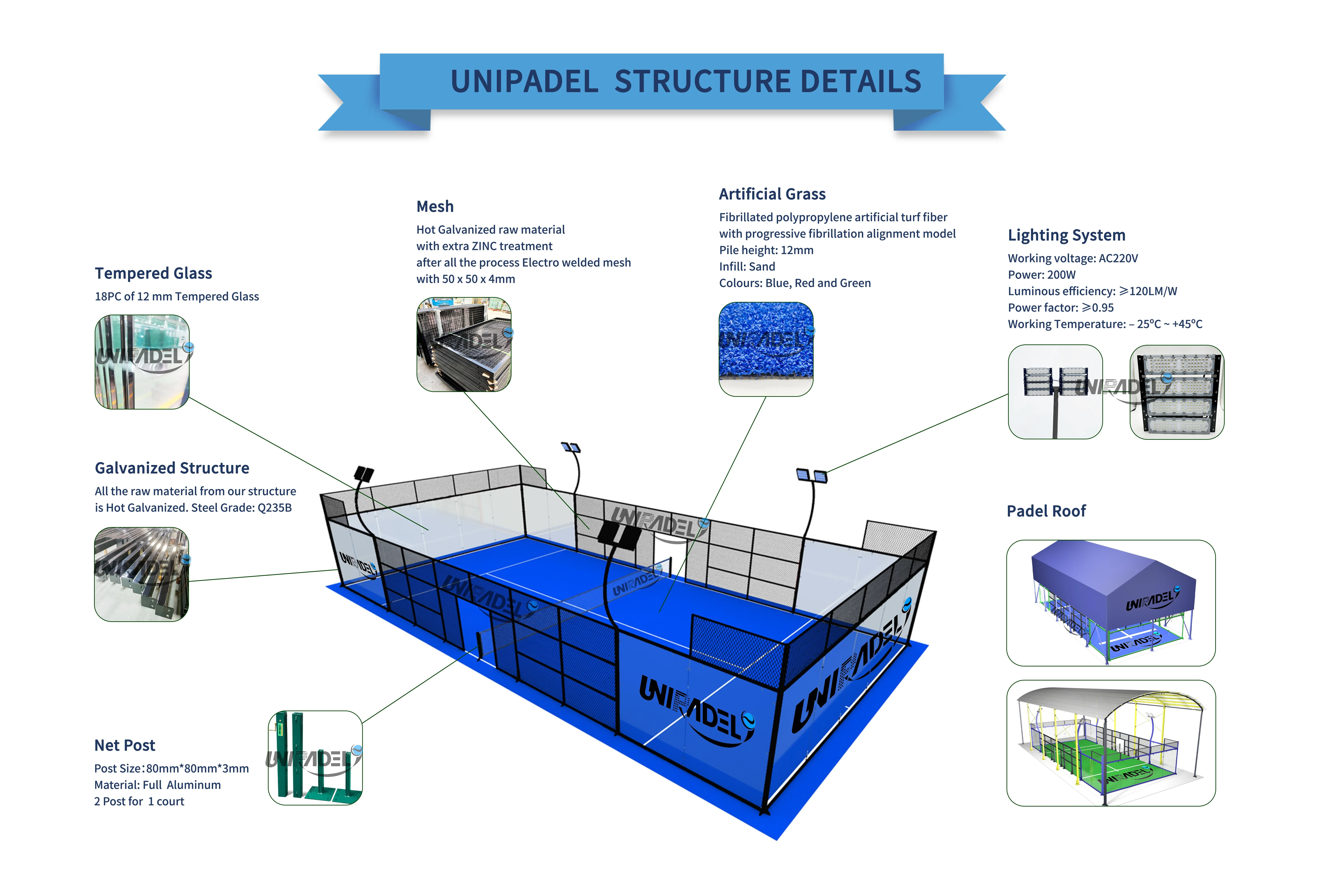 Factory Directly High Quality Buy Padel Court Indoor Full Set Of Padel 