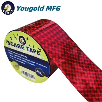 2" x 350 ft Red and Silver Factory Wholesale Bird Scare Tape Reflective Repellent Tape Ribbon to Keep Birds Away