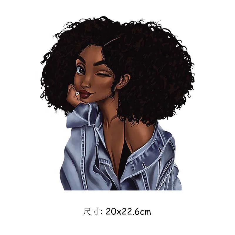 Africa Girl Style High Density Custom Heat Transfer Printing Sticker for Garment T-Shirt Decorative DIY Clothes Accessories