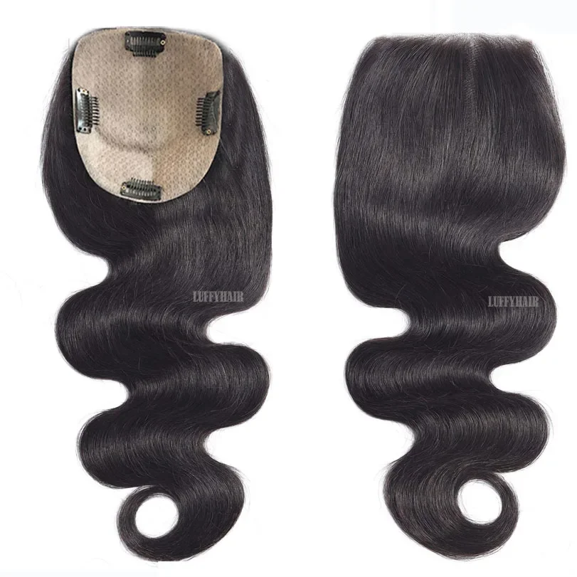 Base de seda con ondas naturales para el cuerpo, cabello humano brasileño con 4 clips para mujer_voghion.com