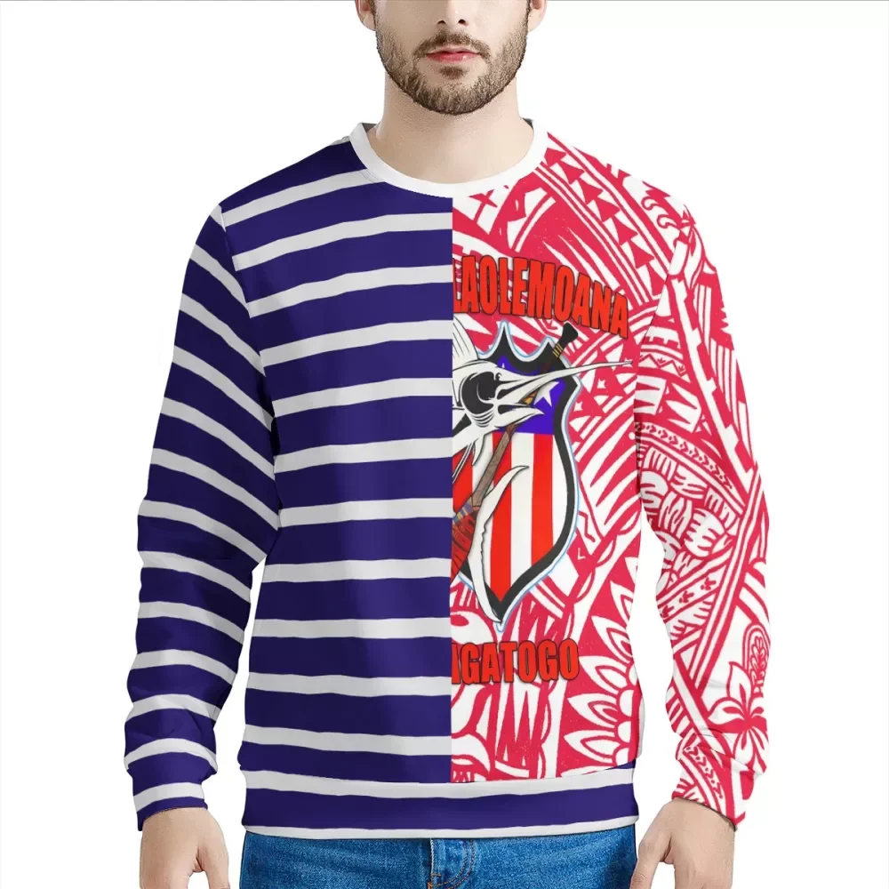 GLUDEAR Men's Polynesian Tribal Print Zip-Up Hoodie - Beige, Long Sleeve, Size Large - View #8
