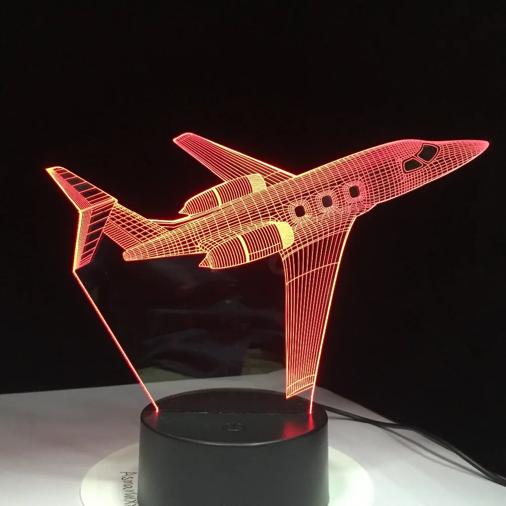 Airplane Model 3d Led Night Light Illusion Kids Gift Passenger Plane Table Lamp