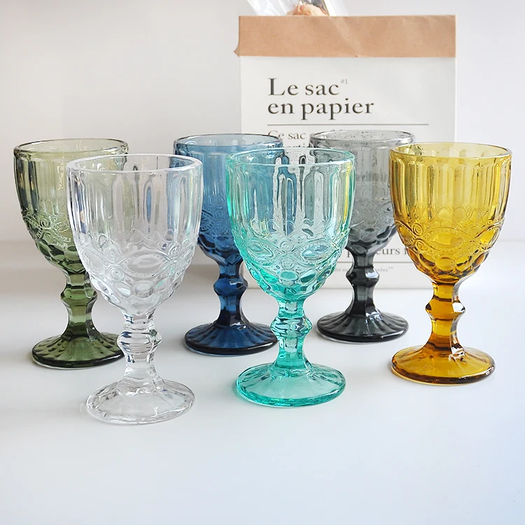 Colored Wine Glassware Amber Black Blue Wholesale Cheap Vintage Water