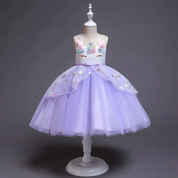 Cheap Wholesale Sleeveless Ball Gown 5 Years Old Unicorn Dresses Children  Kids Unicorn Birthday Dress for Girls Birthday Party