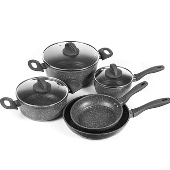 Ultimate Hard Anodized Nonstick Frying Pan with Ceramic Coating 8 pcs sets or 2 pcs sets Dishwasher Safe Cookware Set Black